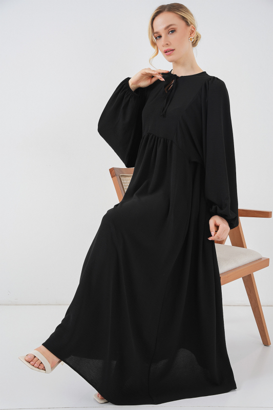 Elegant Black A-Line Modest Dress