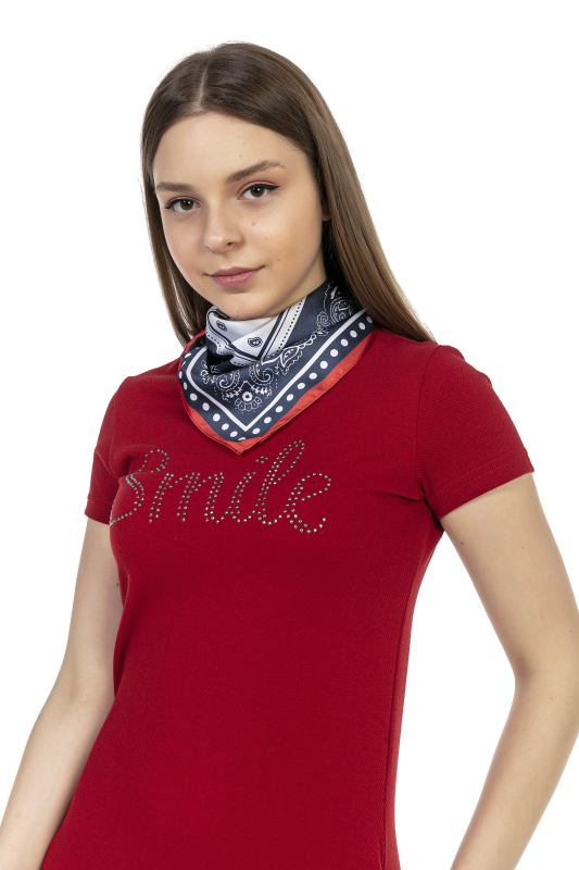 Bordered Navy Blue Scarf